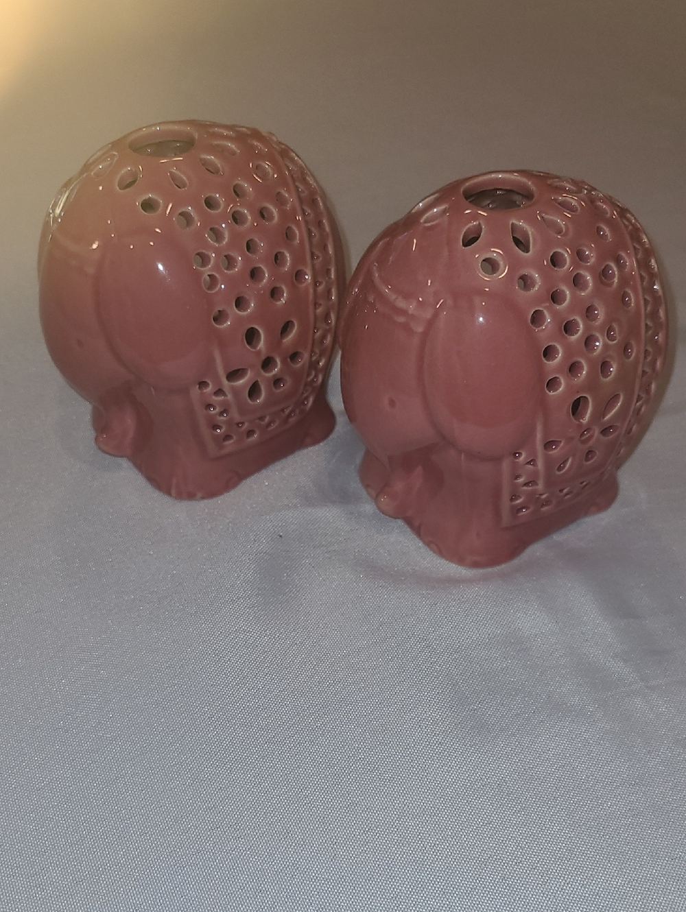 Pink Elephant Ceramic Pottery Cut Out Tea Light Candle Holders